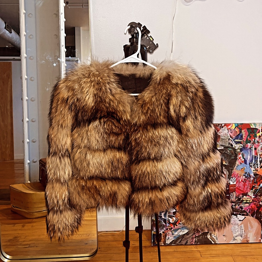 100% Real Raccoon Fur Bomber